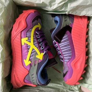 Off-White Multicolor Sneakers with Blue and Yellow Accents